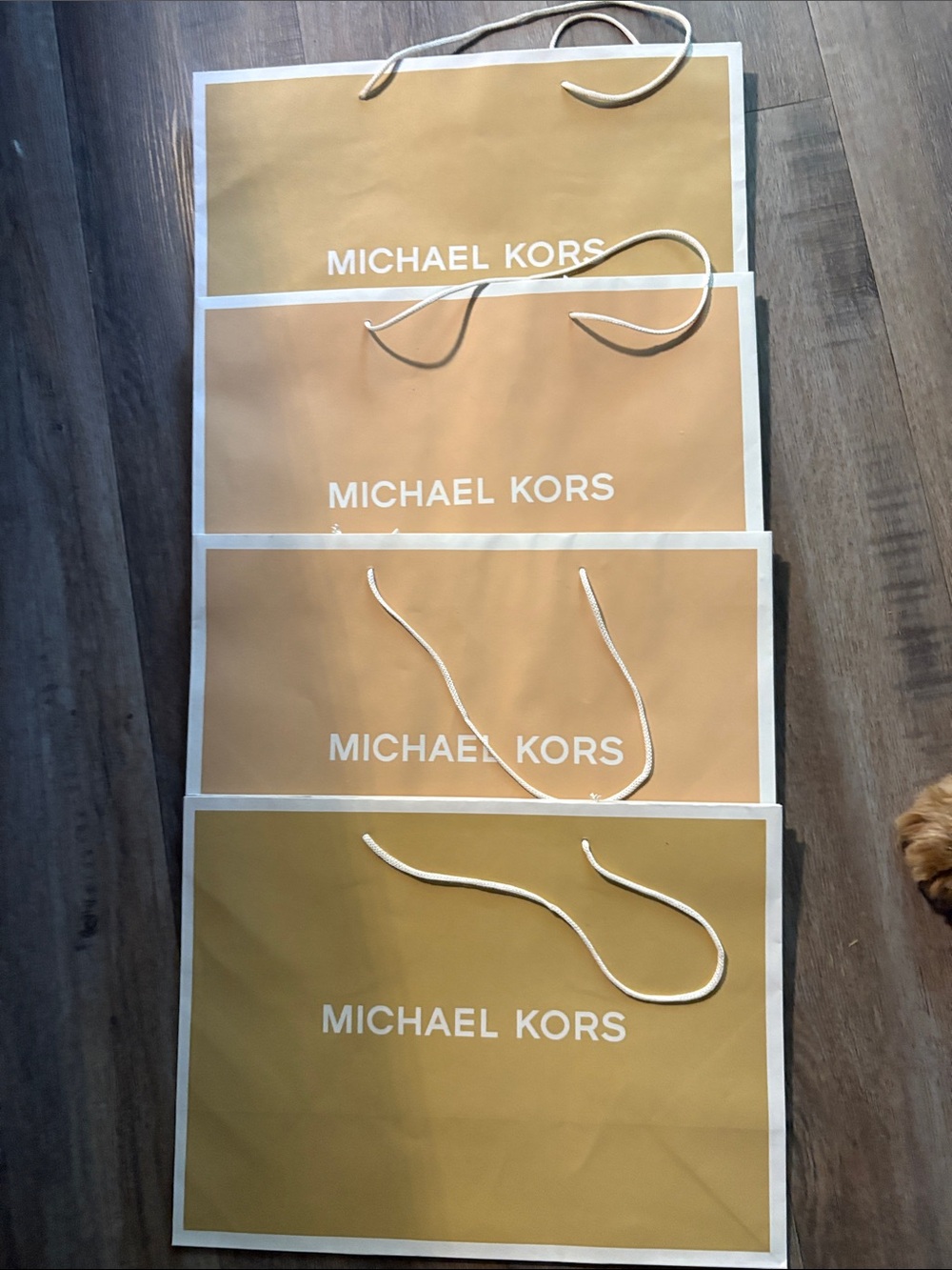 Michael Kors Gold-Tan Paper Shopping Bags with White Logo - Set of 4